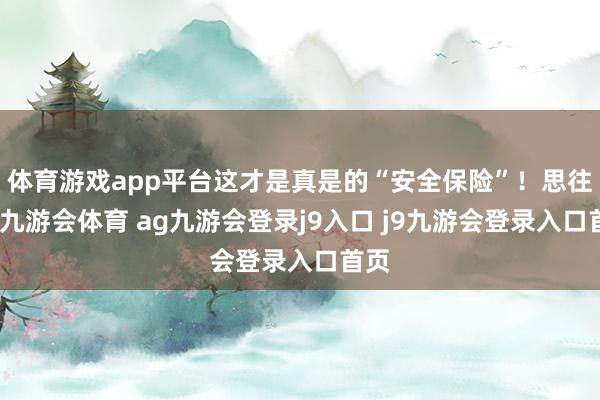 体育游戏app平台这才是真是的“安全保险”!思往常-九游会体育 ag九游会登录j9入口 j9九游会登录入口首页